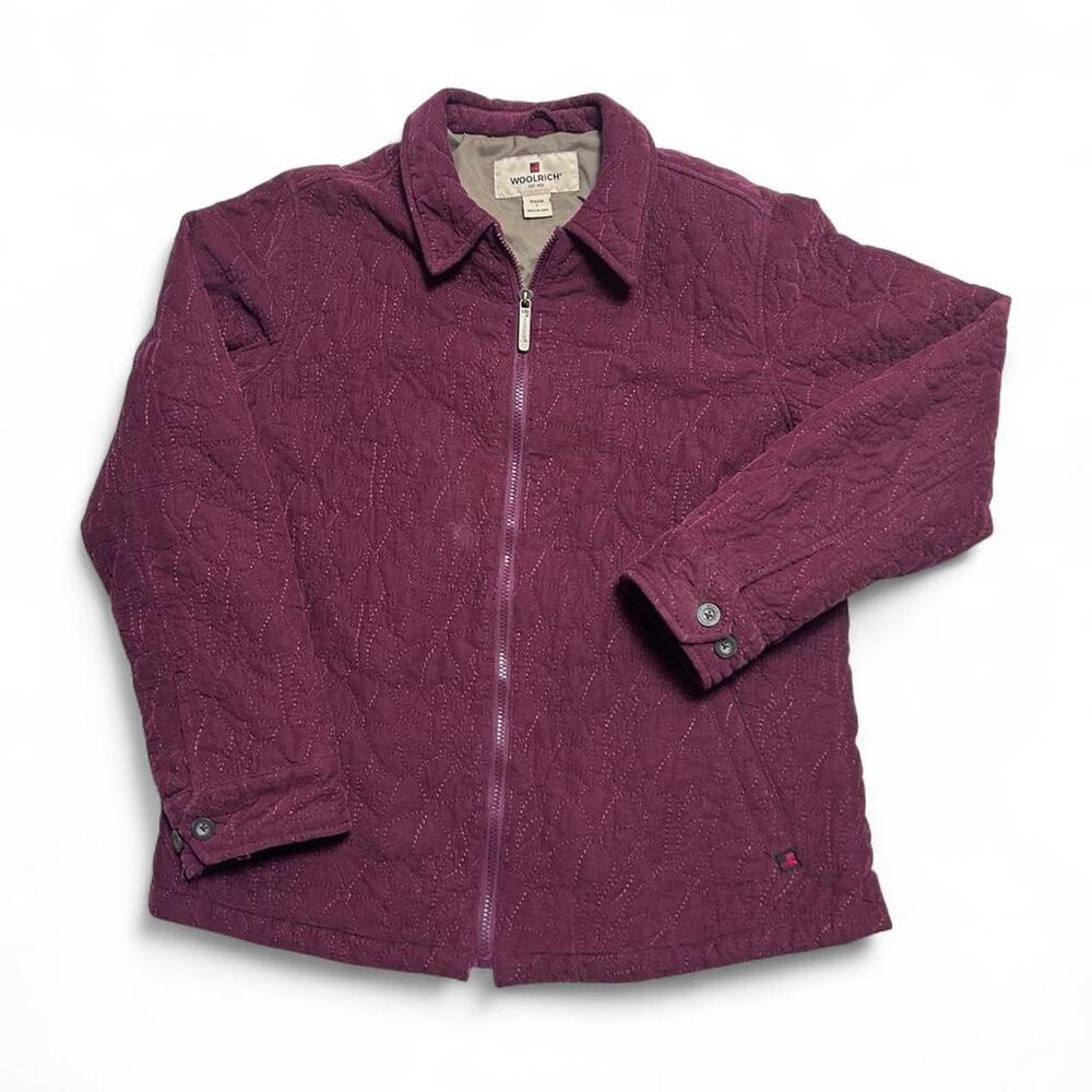 Woolrich Y2k Vintage Burgundy Cotton Corduroy Embroidered Floral Jacket Large